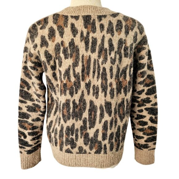 Rails Animal Print Crewneck Sweater Womens Sz XS Alpaca Wool Crew Neck Long Slv - Picture 3 of 7
